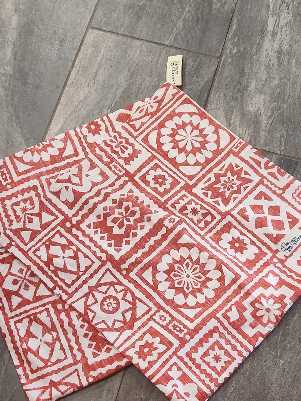 reyn spooner Red and White Tile-Pattern Accent Pillow Cover Set Of 2- 20in